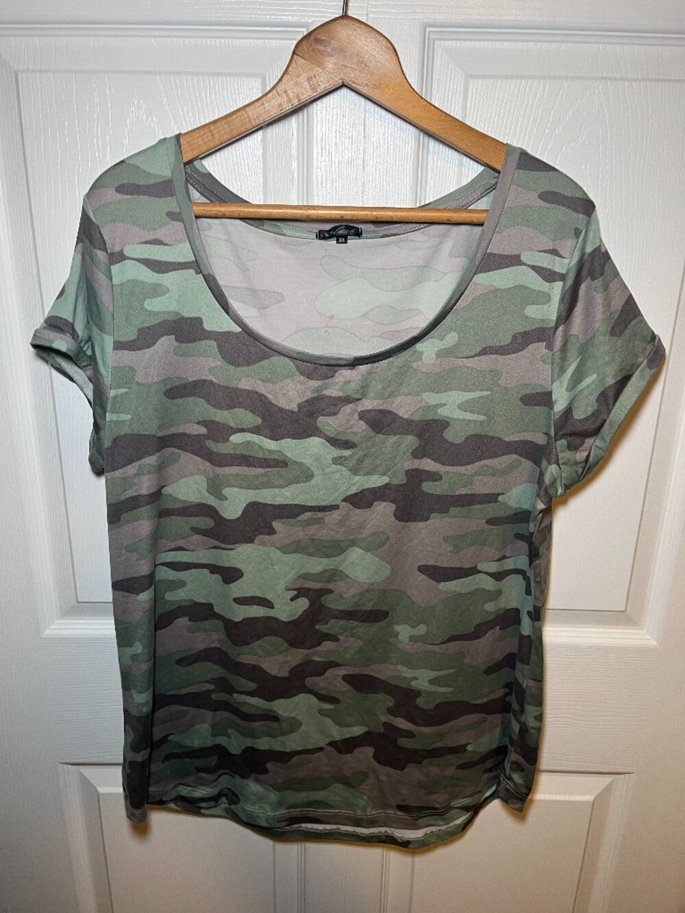 Splash Camo Print Top 3X Green Camouflage Tee